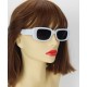 Schmale Trend Sonnenbrille weiss Gläser grau im Stoff Etui weiß grau