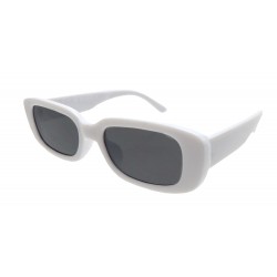 Schmale Trend Sonnenbrille weiss Gläser grau im Stoff Etui weiß grau