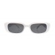 Schmale Trend Sonnenbrille weiss Gläser grau im Stoff Etui weiß grau