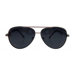 Herren Sonnenbrille silber schwarz Pilotenbrille polarisierend im Etui