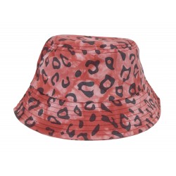 Bucket Hat rot schwarz Leopard Camouflage Hut Damen Teenies 54 - 56