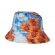 Bucket Hat bunt Wendehut einfarbig schwarz Kunstdruck Sonnenblumen 56 cm