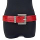 Stretchgürtel rot silber Damen Gürtel Statement Schnalle 75-100 cm
