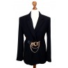 Stretchgürtel schwarz Statementkette gold Newcomer Gürtel 75 - 95 cm