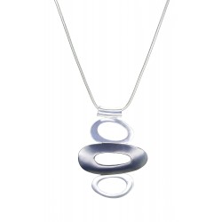 Lange Halskette silber grau Anhänger Ringe edle Kette in Geschenktüte