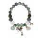 Boho Armband Perlenarmband grün weiss bunt Anhänger Quaste elastisch