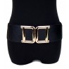 Stretchgürtel schwarz Schnallen gold 75 - 95 cm Taillengürtel Gürtel