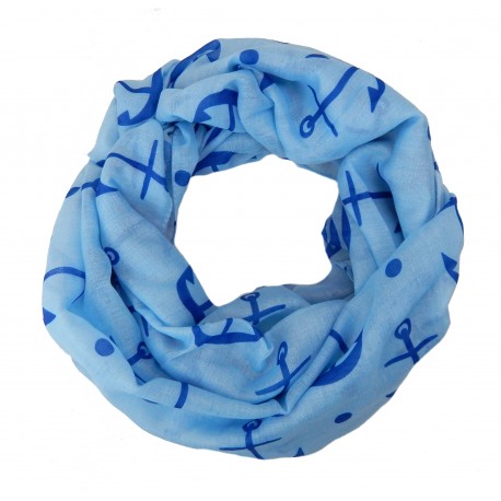 Breiter maritimer Loop blau Anker Motiv Schal Schlauchschal Rundschal