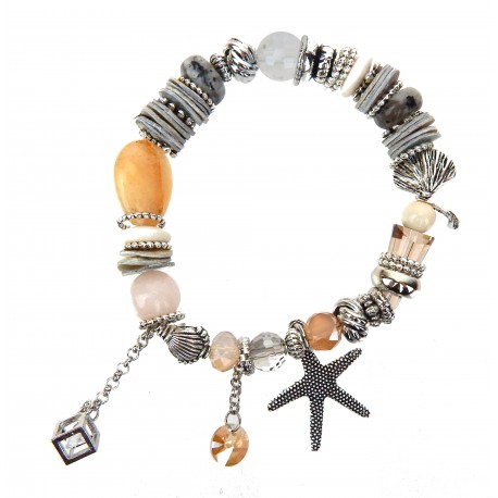 Ella Jonte Boho Armband Perlenarmband silber Anhänger Seestern elastisch maritim