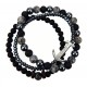 Herren Armband Anker 3er Set schwarz grau silber elastisch 17 - 24 cm