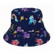 Mädchen Sommerhut Bucket Hat blau bunt Einhorn Regenbogen 52 - 54 cm