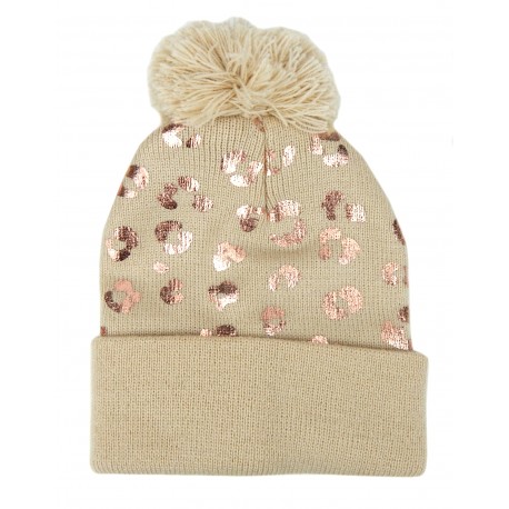 Kinder Mädchen Leopard Mütze rosa oder beige gold 47-50 cm ca. 1 - 3 Jahre