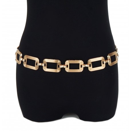 Kettengürtel gold Rechtecke 70er Ketten Gürtel verstellbar Vintage