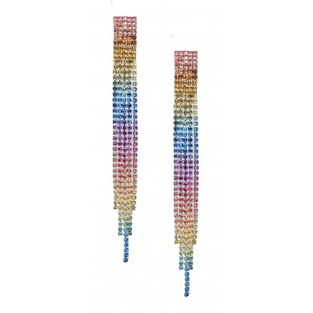 Lange Ohrringe Strass Bunt Wasserfall Ohrstecker im Geschenkbeutel