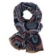 Schal weicher Herbst Winterschal blau bunt Kreise Wendeschal beige