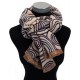Schal weicher Herbst Winterschal blau bunt Kreise Wendeschal beige
