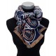 Schal weicher Herbst Winterschal blau bunt Kreise Wendeschal beige