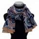 Schal weicher Herbst Winterschal blau bunt Kreise Wendeschal beige
