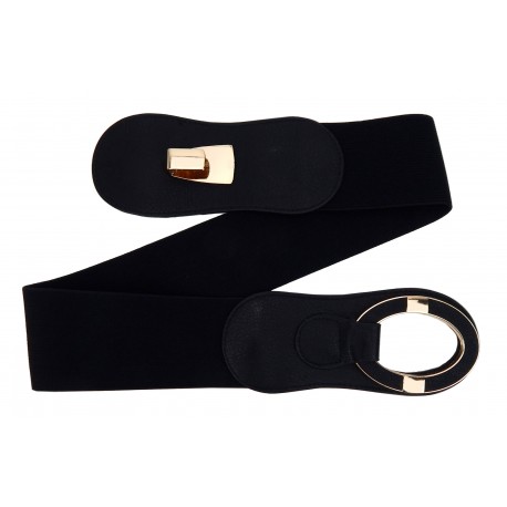 Breiter Stretchgürtel schwarz silber Nieten