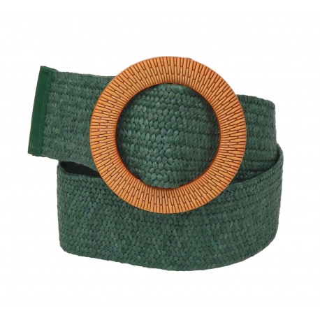 Stretchgürtel grün braun Boho Flechtgürtel Bastoptik 75-95 cm Gürtel