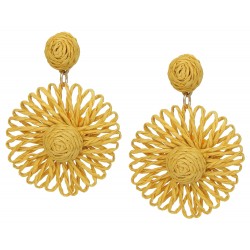 Ohrringe Bast Ohrstecker beige lila oder gelb Blume Boho Summer Look