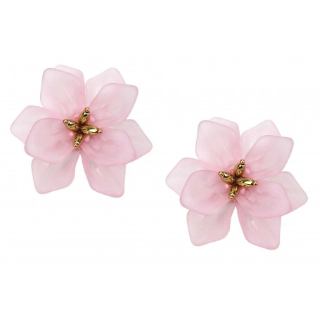 Große Ohrringe Blumen weiss orange oder rosa gold Ohrstecker Frühling Sommer