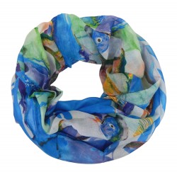 Loop in 3 Farben Orange Blau Lila bunt tropisches Motiv Schlauchschal