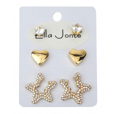 Ohrringe gold Strass Seestern Herz Ohrstecker im Set maritim Geschenk