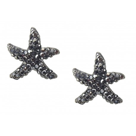 Ohrringe Seestern silber schwarz Strass maritime Ohrstecker