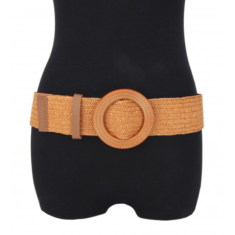 Stretchgürtel beige braun Boho Flechtgürtel Bastoptik 80-95 cm Gürtel