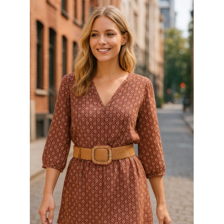 Stretchgürtel beige braun Boho Flechtgürtel Bastoptik 80-95 cm Gürtel