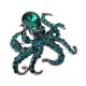 Ella Jonte Octopus Brosche gold rot o. silber grün Tintenfisch Strass Ziernadel