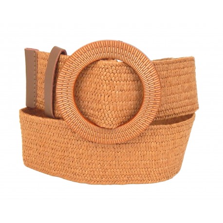 Stretchgürtel braun beige Flechtgürtel Bastoptik 75 - 95 cm Gürtel