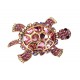 Brosche Schildkröte Ziernadel in 3 Farben gold Strass grün rosa weiss