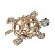 Brosche Schildkröte Ziernadel in 3 Farben gold Strass grün rosa weiss