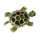 Brosche Schildkröte Ziernadel in 3 Farben gold Strass grün rosa weiss