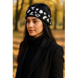 Stirnband Leopard schwarz beige oder grau gefüttert Herbst Winter