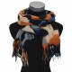Weicher breiter Schal bunt beige blau Leopard abstrakt Trendfarben Herbst Winterschal