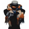 Weicher breiter Schal bunt beige blau Leopard abstrakt Trendfarben Herbst Winterschal