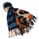 Weicher breiter Schal bunt beige blau Leopard abstrakt Trendfarben Herbst Winterschal