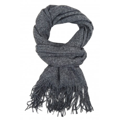 Schal blau oder grau meliert Herrenschal Feinstrick Herbst Winterschal