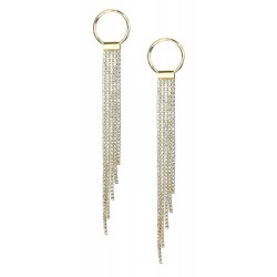 Edle lange Wasserfall Ohrringe gold Strass Glitzer Ohrstecker Party