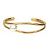 Armband Armreif gold oder silber Perle Edelstahl verstellbar 6,1 cm