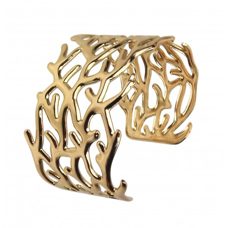 Armreif gold Koralle breites Statement Armband one size verstellbar