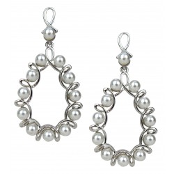 Ella Jonte Ohrringe silber weiss lange Perlenohrringe Ohrstecker Ohrhänger