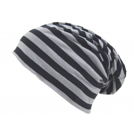 Long Beanie "Stripe" schwarz grau by Ella Jonte