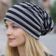 Long Beanie "Stripe" schwarz grau by Ella Jonte