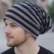 Long Beanie "Stripe" schwarz grau by Ella Jonte