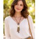 Lange Boho Halskette Damen Ibiza Style Hippie Kette mit Anhänger