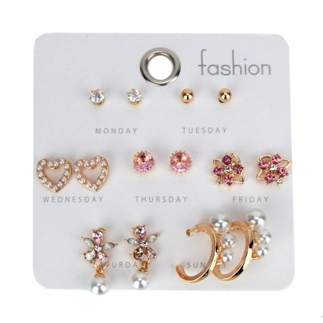 Ella Jonte Ohrringe Halb Creolen gold + 2 Paar Ohrstecker im Set in Geschenktüte